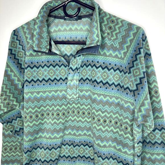 Southern Marsh Marrakesh Stripe Men's Small Blue Green Pullover Fleece Sweater - Picture 3 of 7